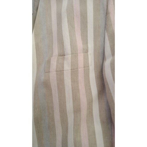 Amanda Smith Jacket Size 6 Linen/Rayon Button Stripe Pockets - Picture 7 of 9